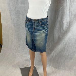 Knee length denim skirt